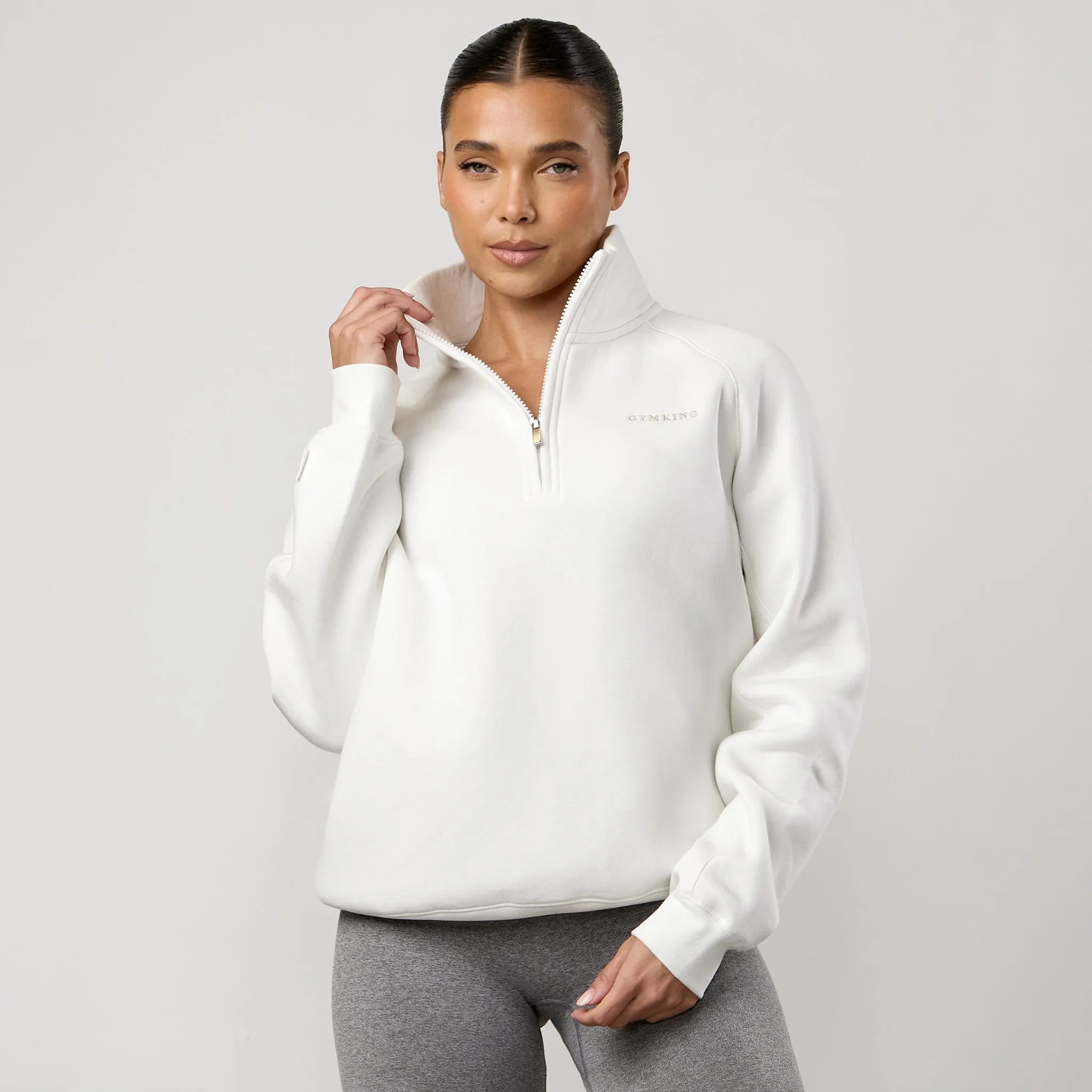 Gym King 365 Raglan Sleeve Funnel - Cream Relaxed Vibes Chill Apparel