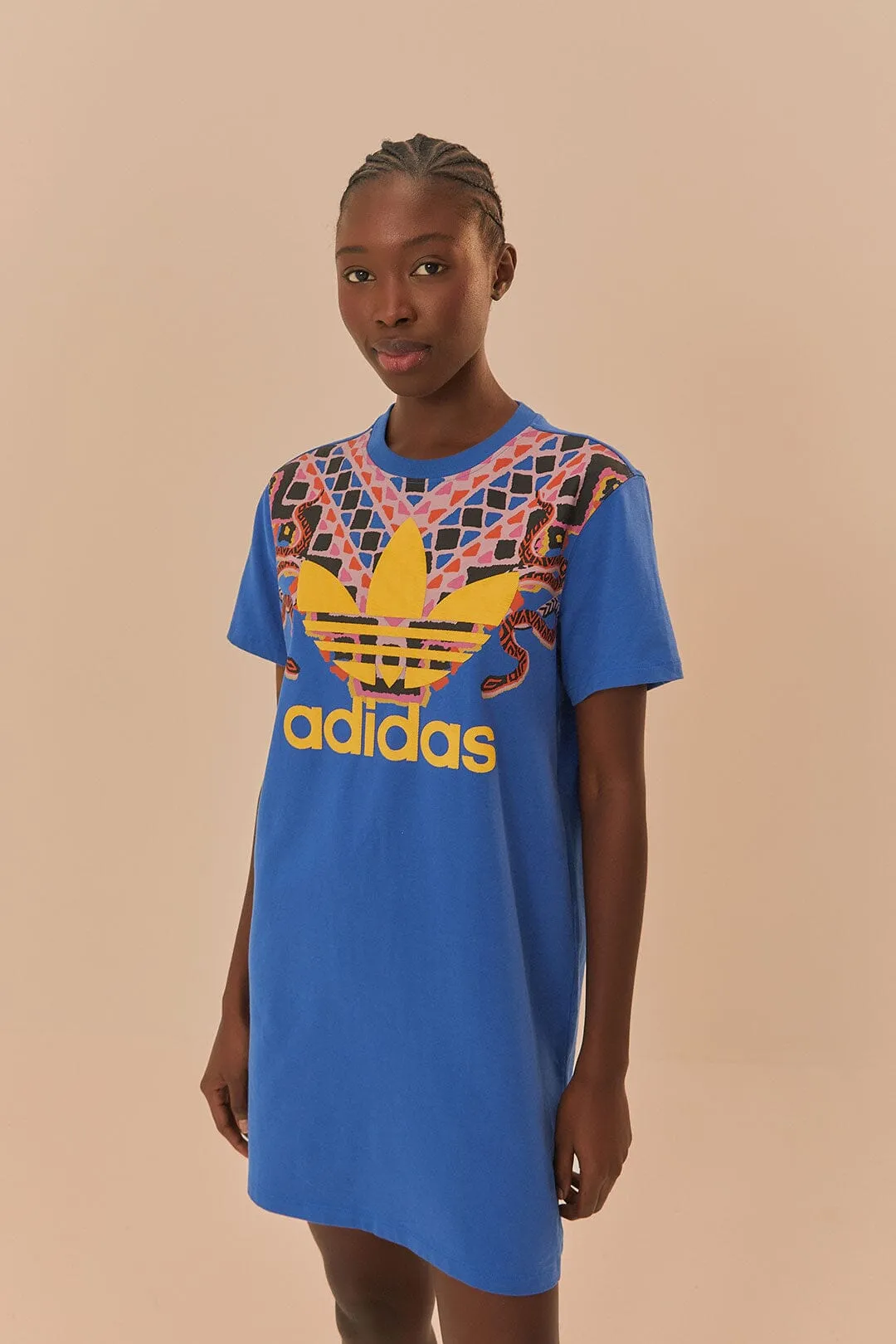 Blue Adidas Farm Rio T-Shirt Dress Casual Comfort Look