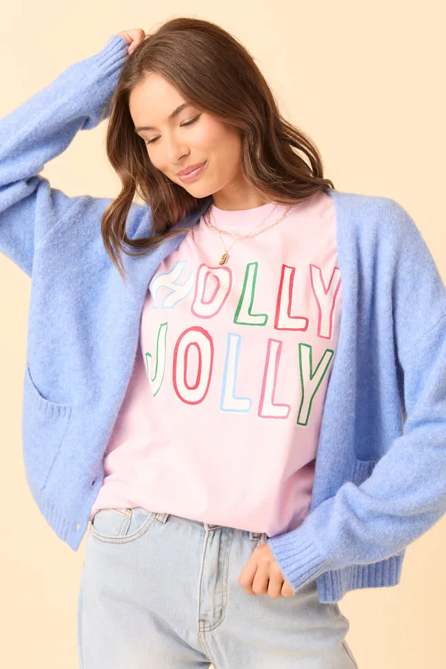 Holly Jolly Light Pink Graphic Tee SoftenedTexturedWeave