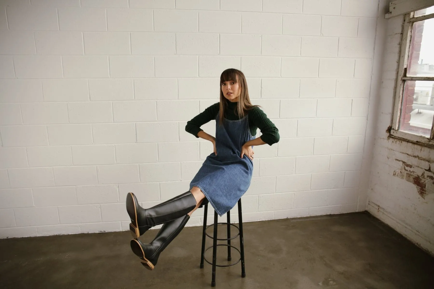 All Purpose 'Holly' vegan leather knee-high riding boot by Zette Shoes - black