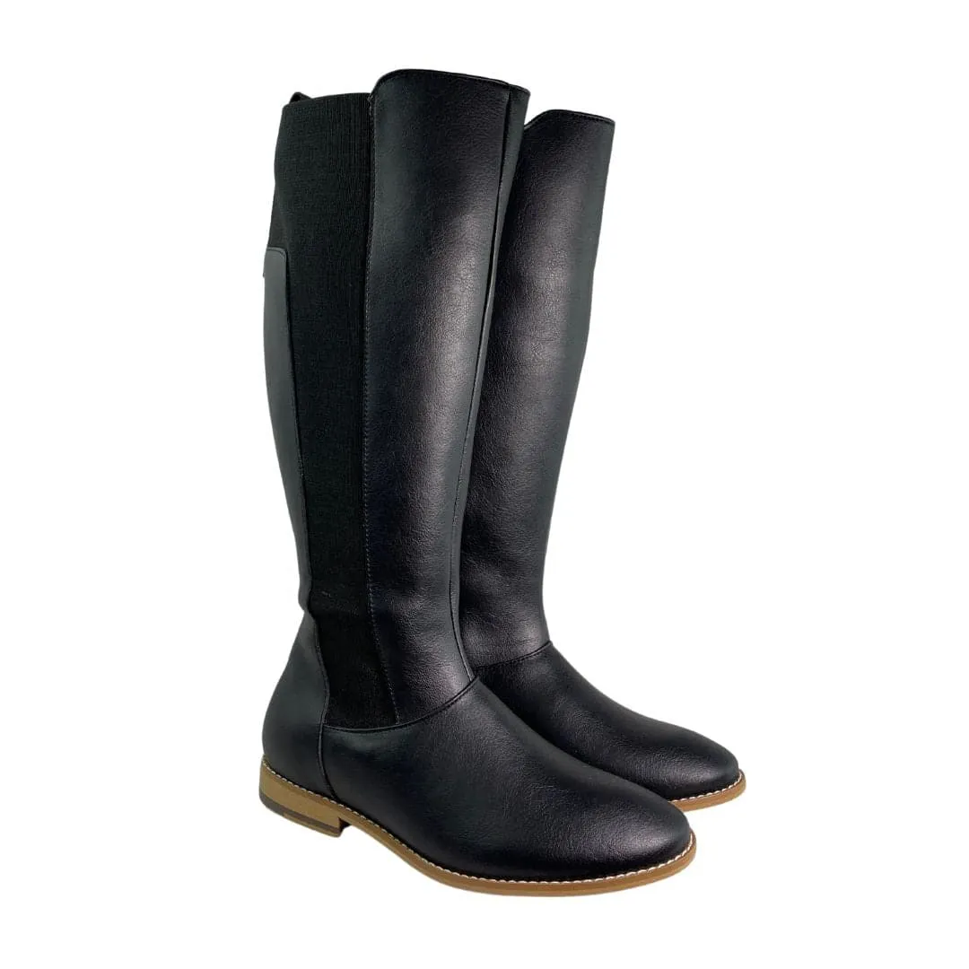 'Holly' vegan leather knee-high riding boot by Zette Shoes - black Quick   Dry