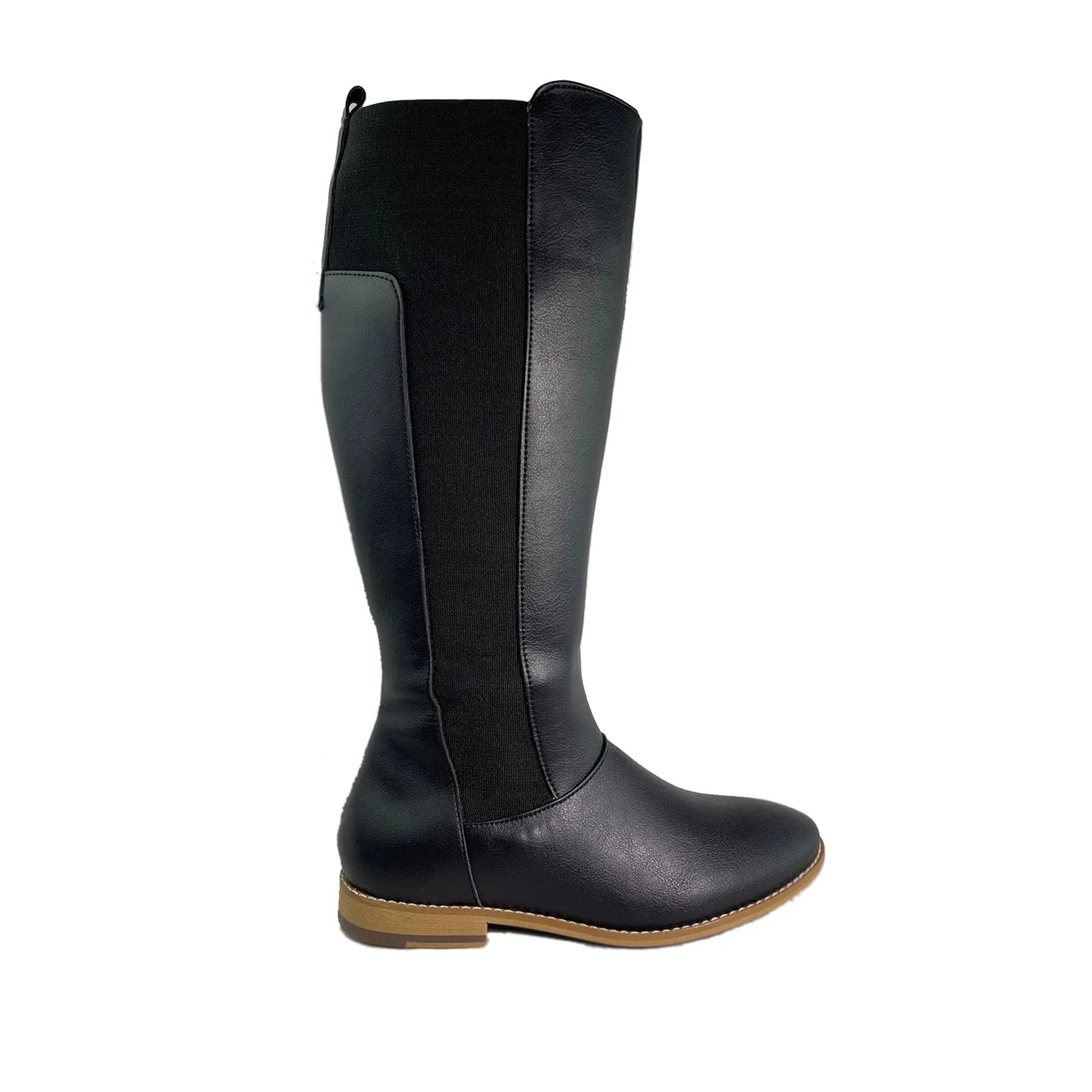 Insulated Mountain Hike 'Holly' vegan leather knee-high riding boot by Zette Shoes - black