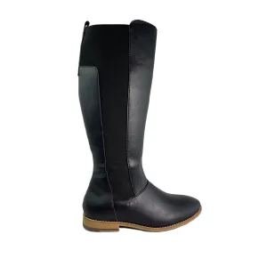 Insulated Mountain Hike 'Holly' vegan leather knee-high riding boot by Zette Shoes - black