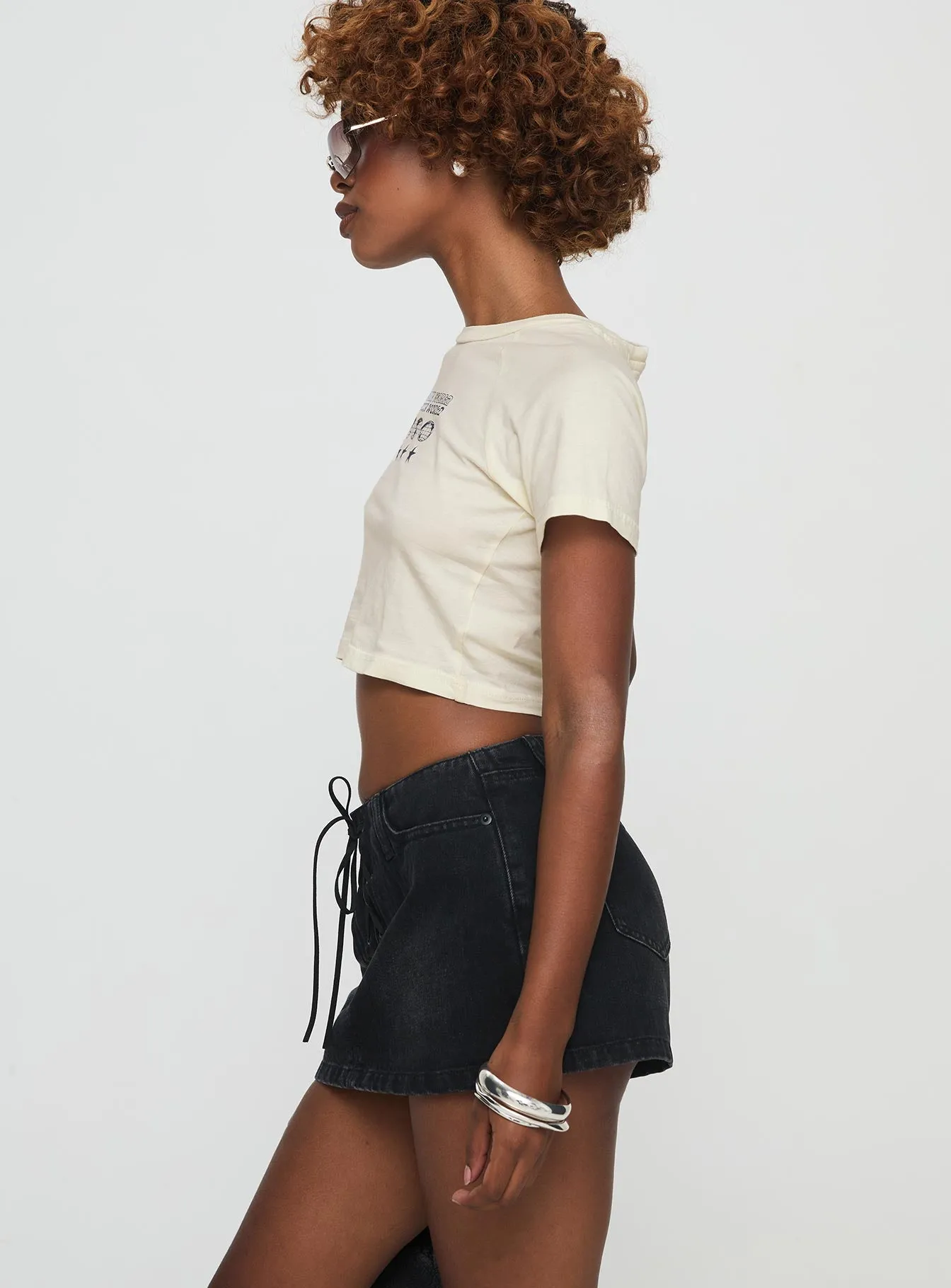 Amethysta Denim Skort Black Leather Look