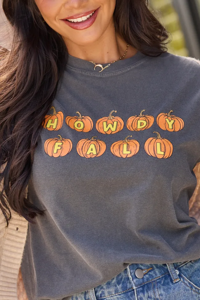 Simple Wear Howdy Fall Pumpkin Dark Grey Graphic Tee