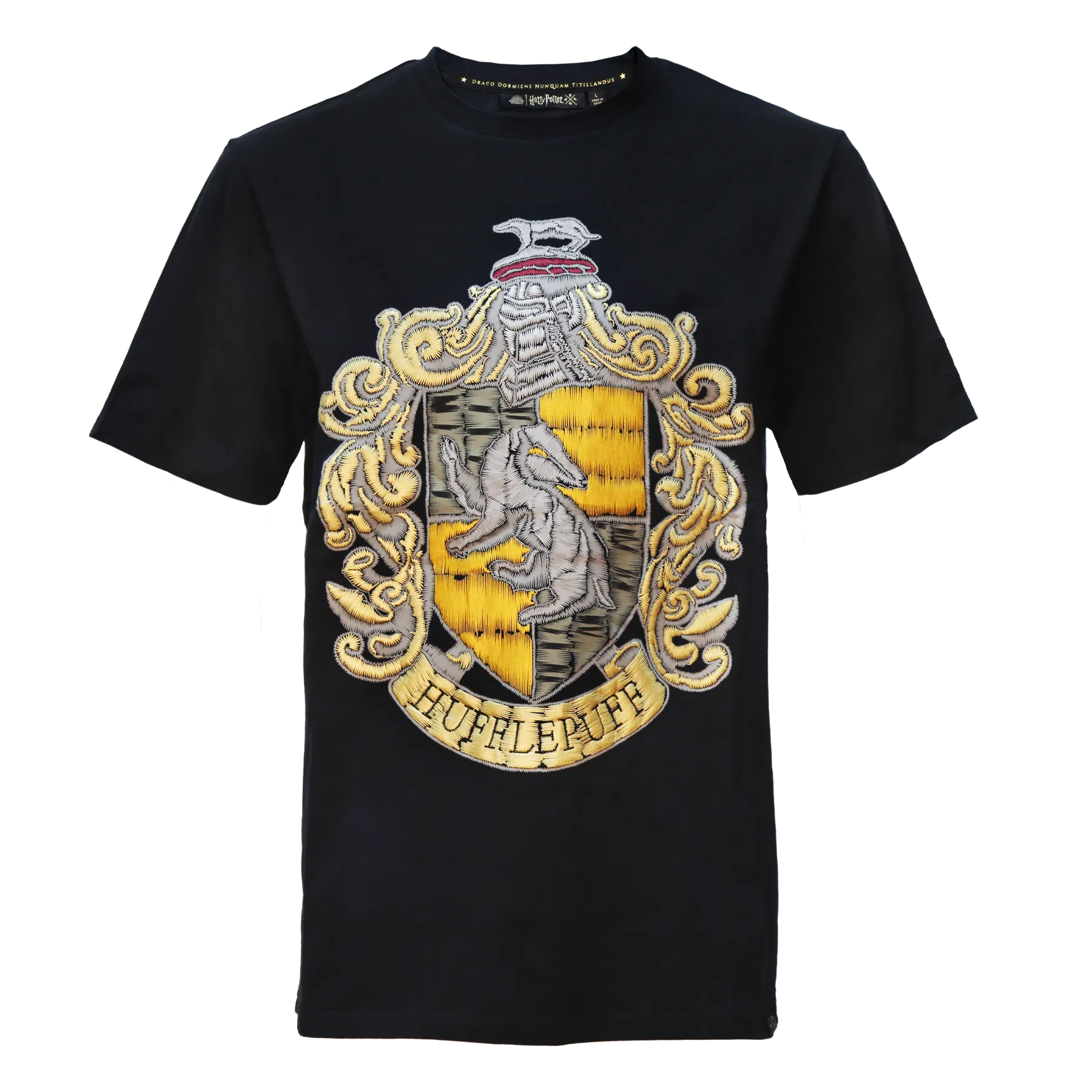 Hufflepuff Embroidery Print T-Shirt All Purpose Wear Comfortable texture