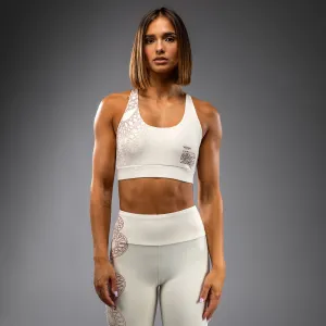 Printed workout gear Venum Serpenti Women??s Sports Bra - Ivory/Burgundy