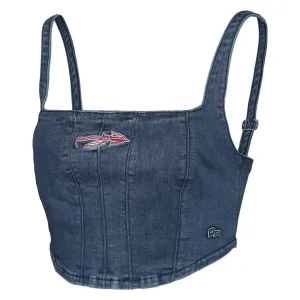 Weight - balanced Hype & Vice Women's Spear Logo Denim Corset Crop Tank - Denim