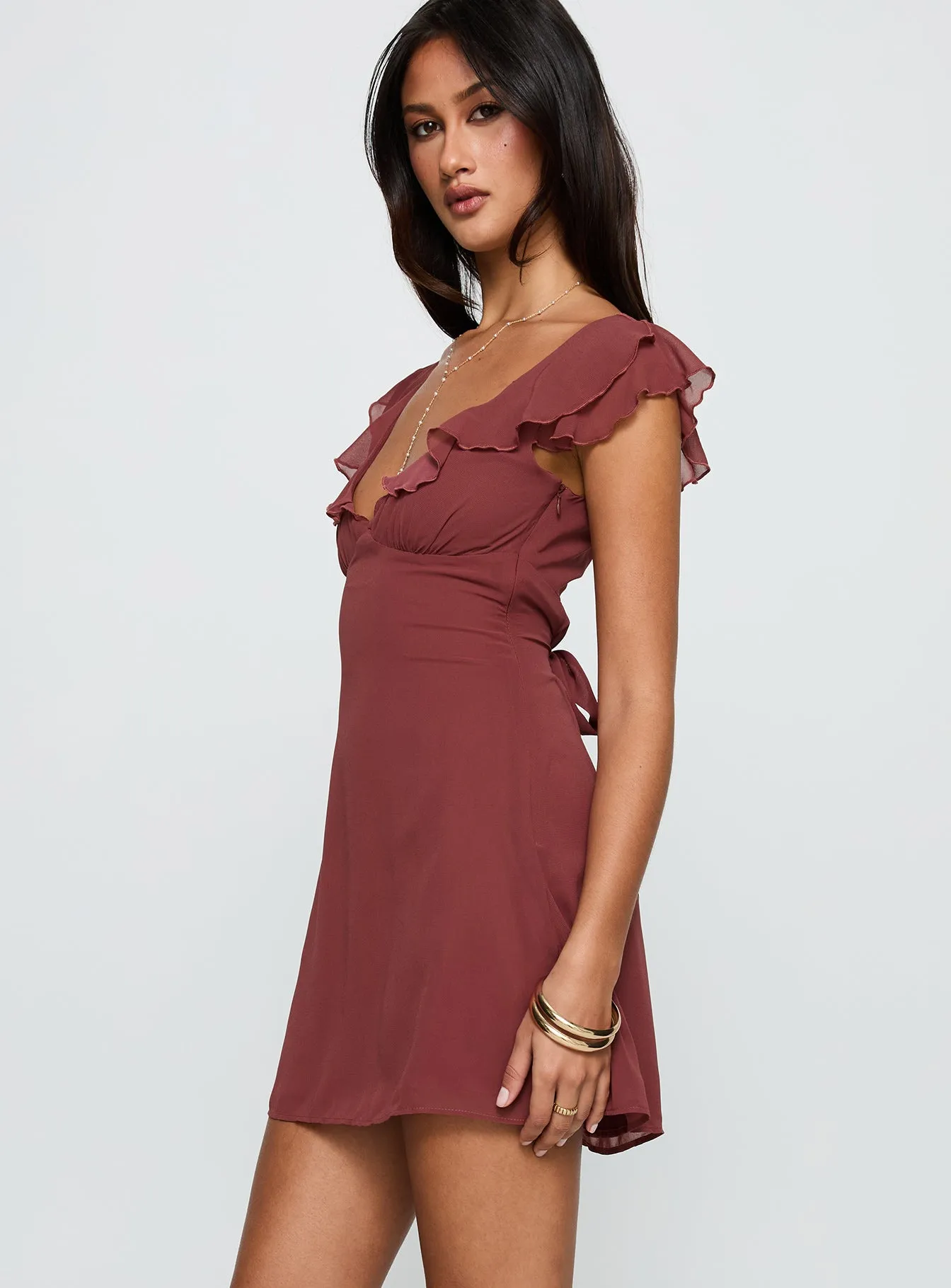 Gentle Aesthetic I Guess So Mini Dress Currant