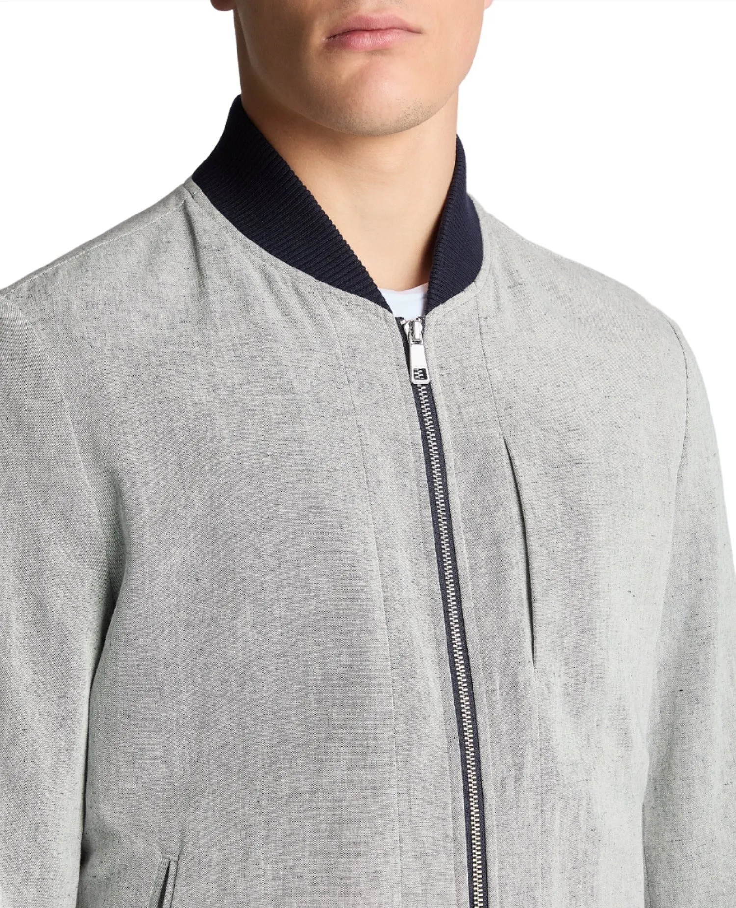 Clean Lines ID24428-Remus Grey Linen Bomber Jacket