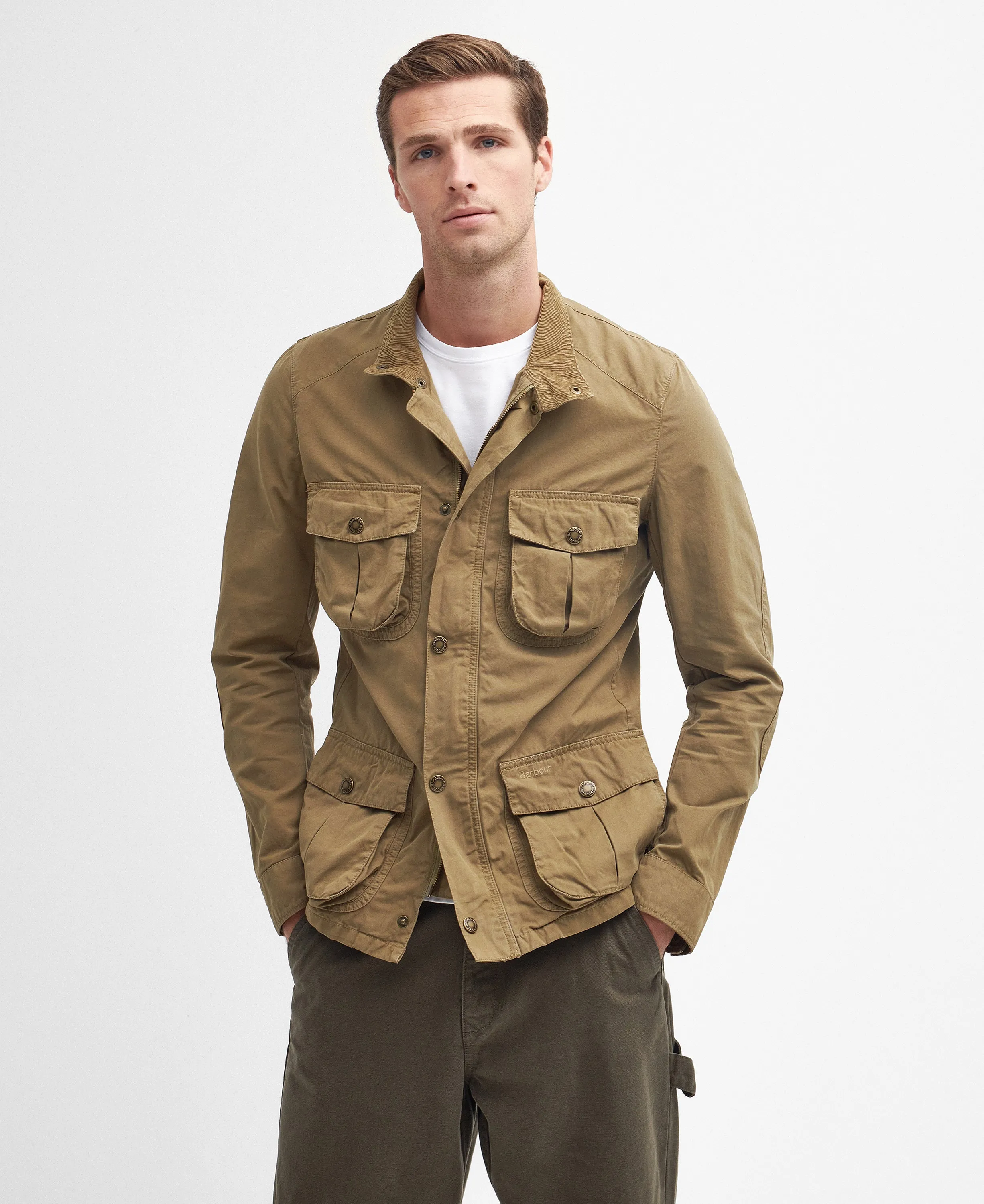 ID25102-Barbour Olive Corbridge Jacket Kangaroo Pocket