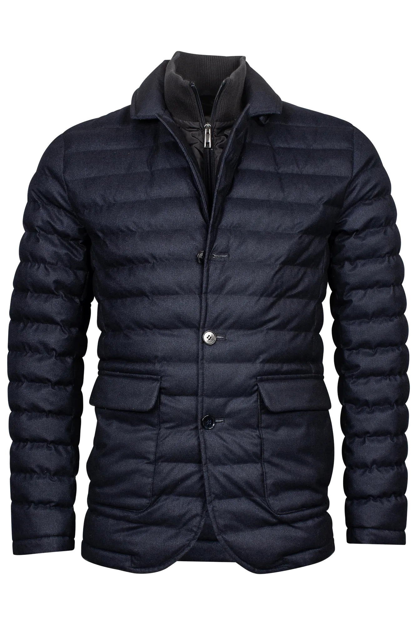 ID60332-Thomas Maine Navy Quilt Jacket LowProfileStitching
