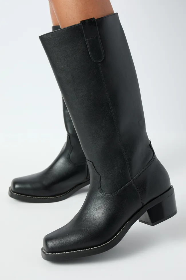 Duston Black Pull On Boots Cushioned Step Urban Traveler Structured Fit