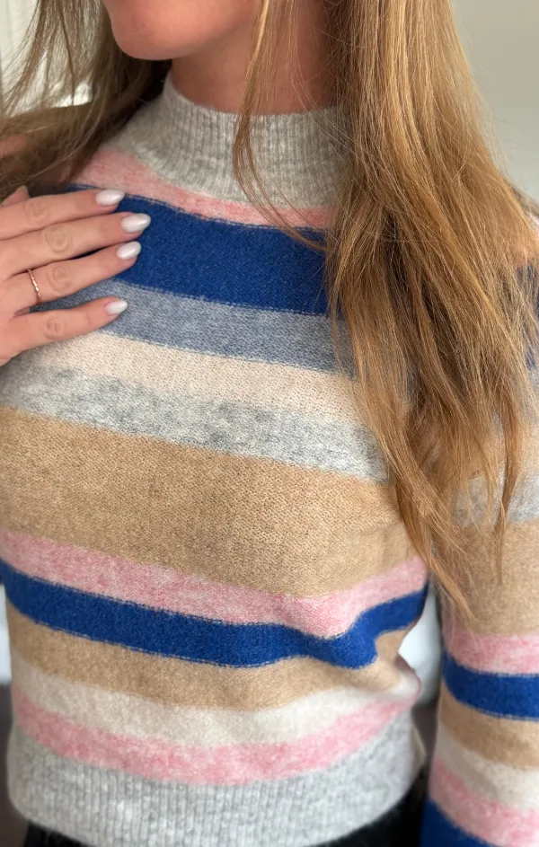 Indigo Mockneck Sweater Stylish Drape Wrinkle resistant fabric