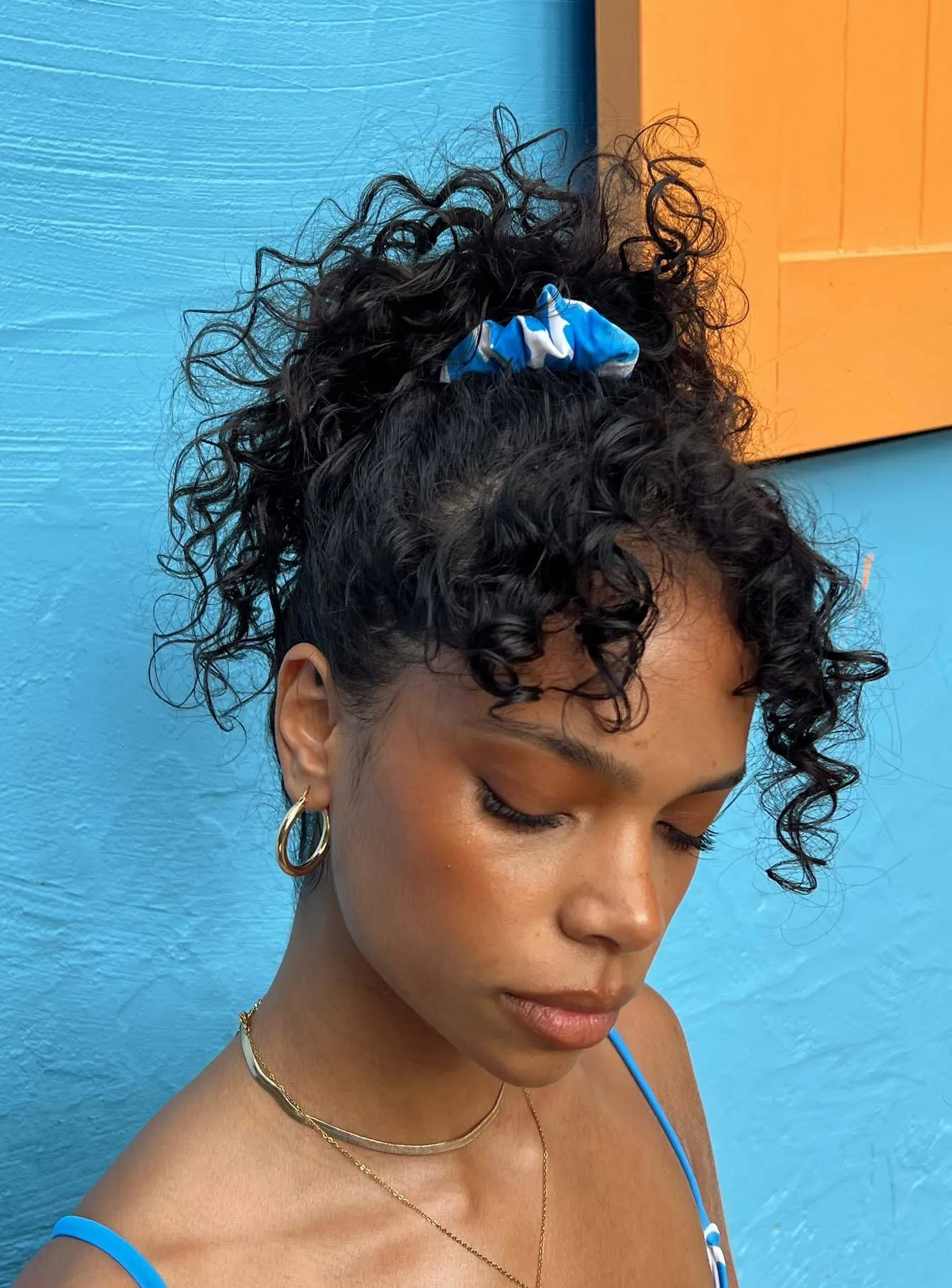 Janey Scrunchie Blue / White Vacation Wardrobe Quick Dry Lining