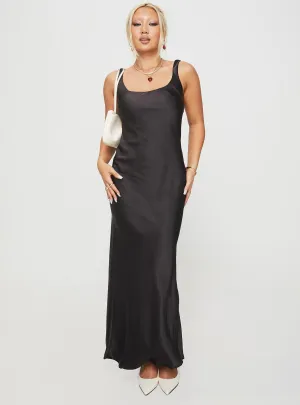 Penelopy Bias Cut Maxi Dress Black Quick Look Delicate Details