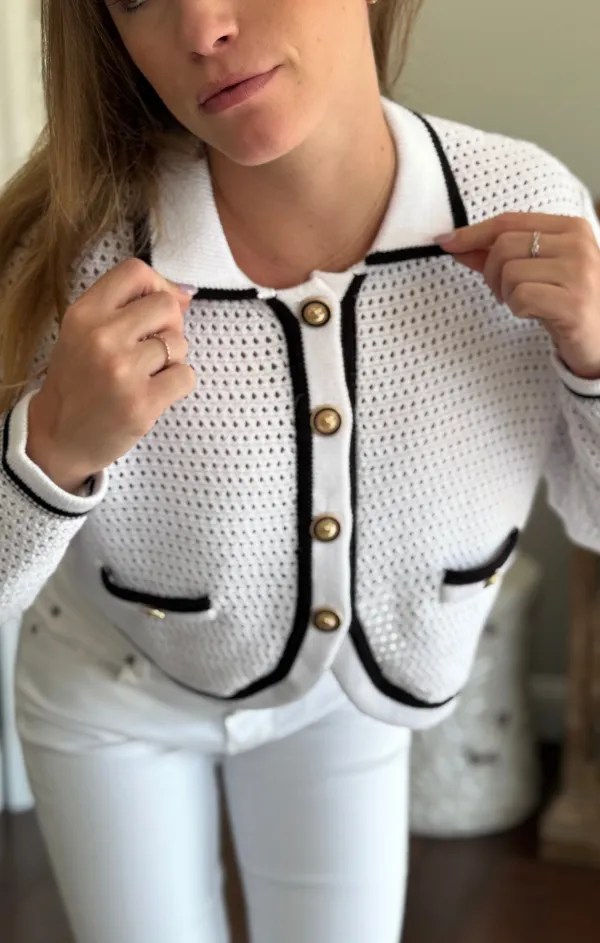 Jackie Crop Cardigan Ventilation Panel Design