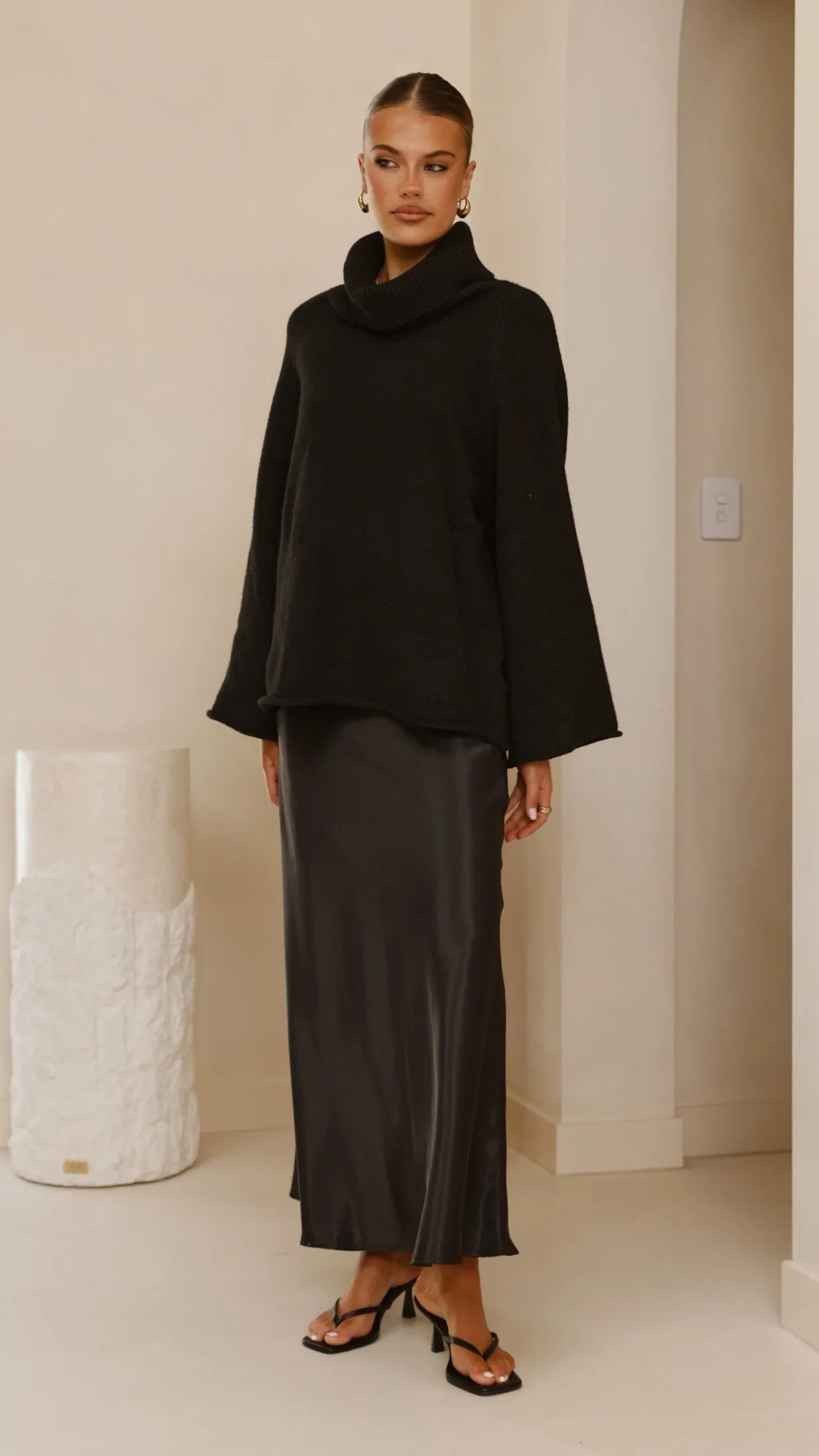 Jacques Knitted Jumper - Black Layered Neckline