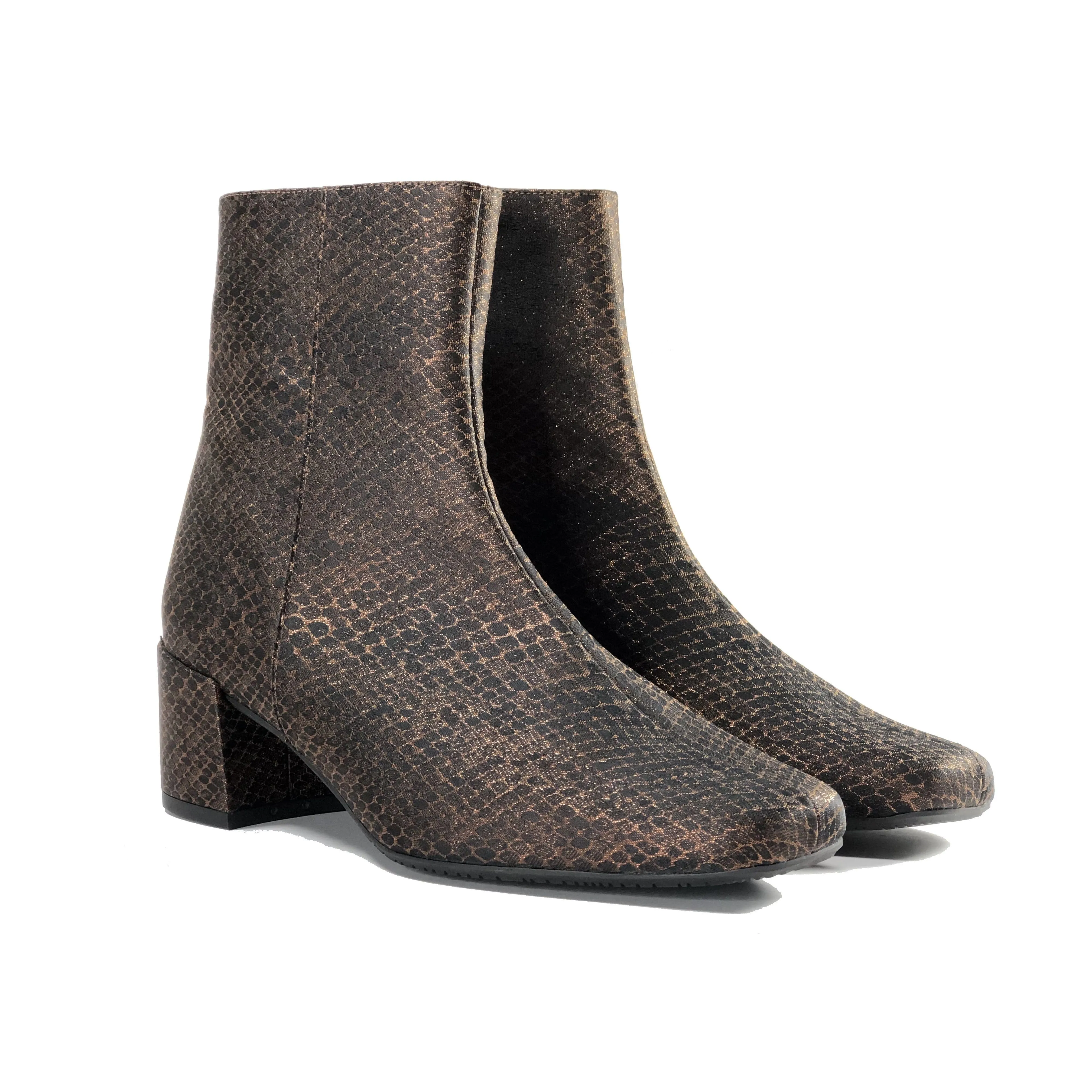 'Jacqui' vegan-leather ankle boot by Zette Shoes - bronze snake Bold Life