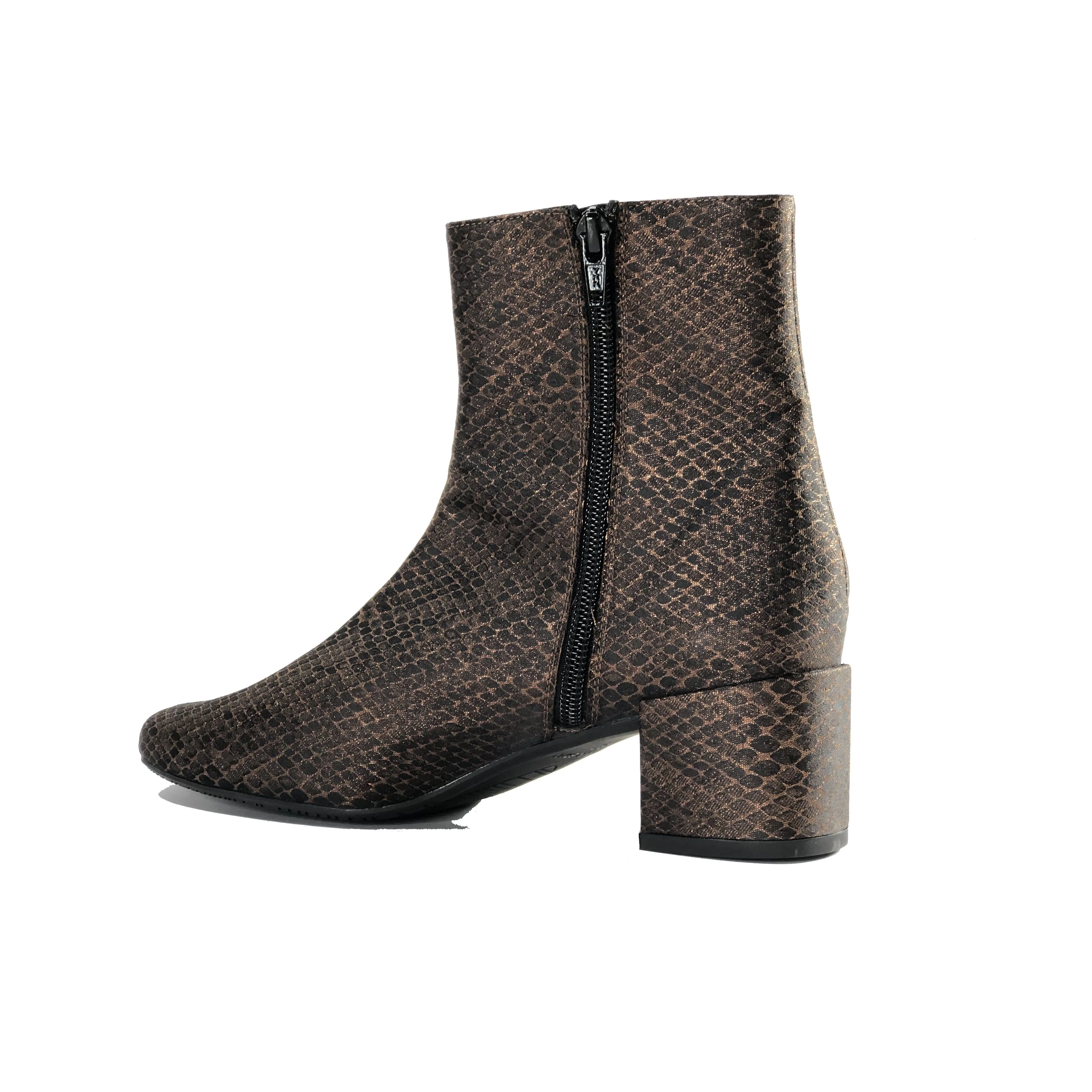 Anti-Skid 'Jacqui' vegan-leather ankle boot by Zette Shoes - bronze snake
