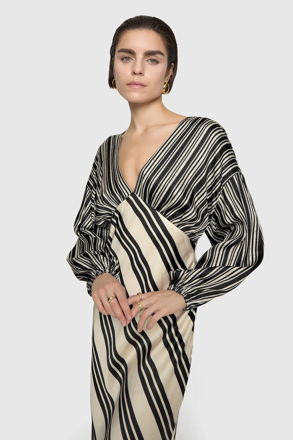 Joyce Stripe Dress tailored look Bohemian style
