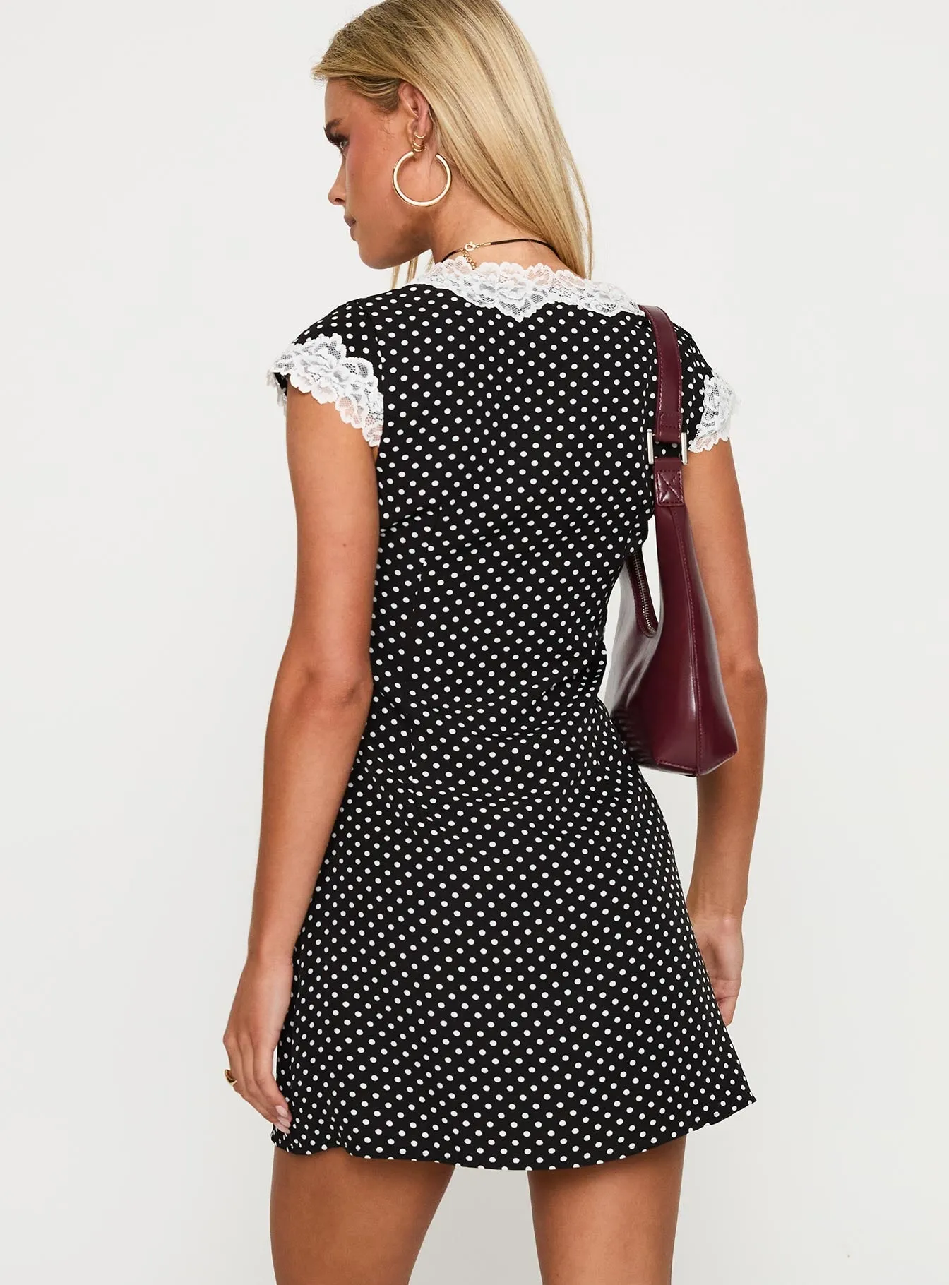 Julienne Mini Dress Black / Polka Smile Soft Recycled-Material