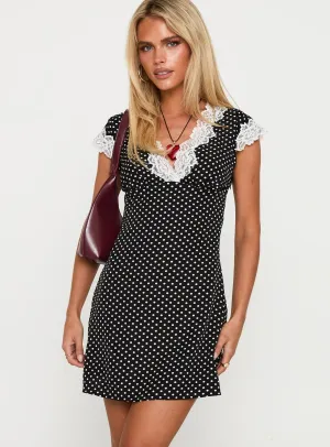 Timeless slip dress Julienne Mini Dress Black / Polka