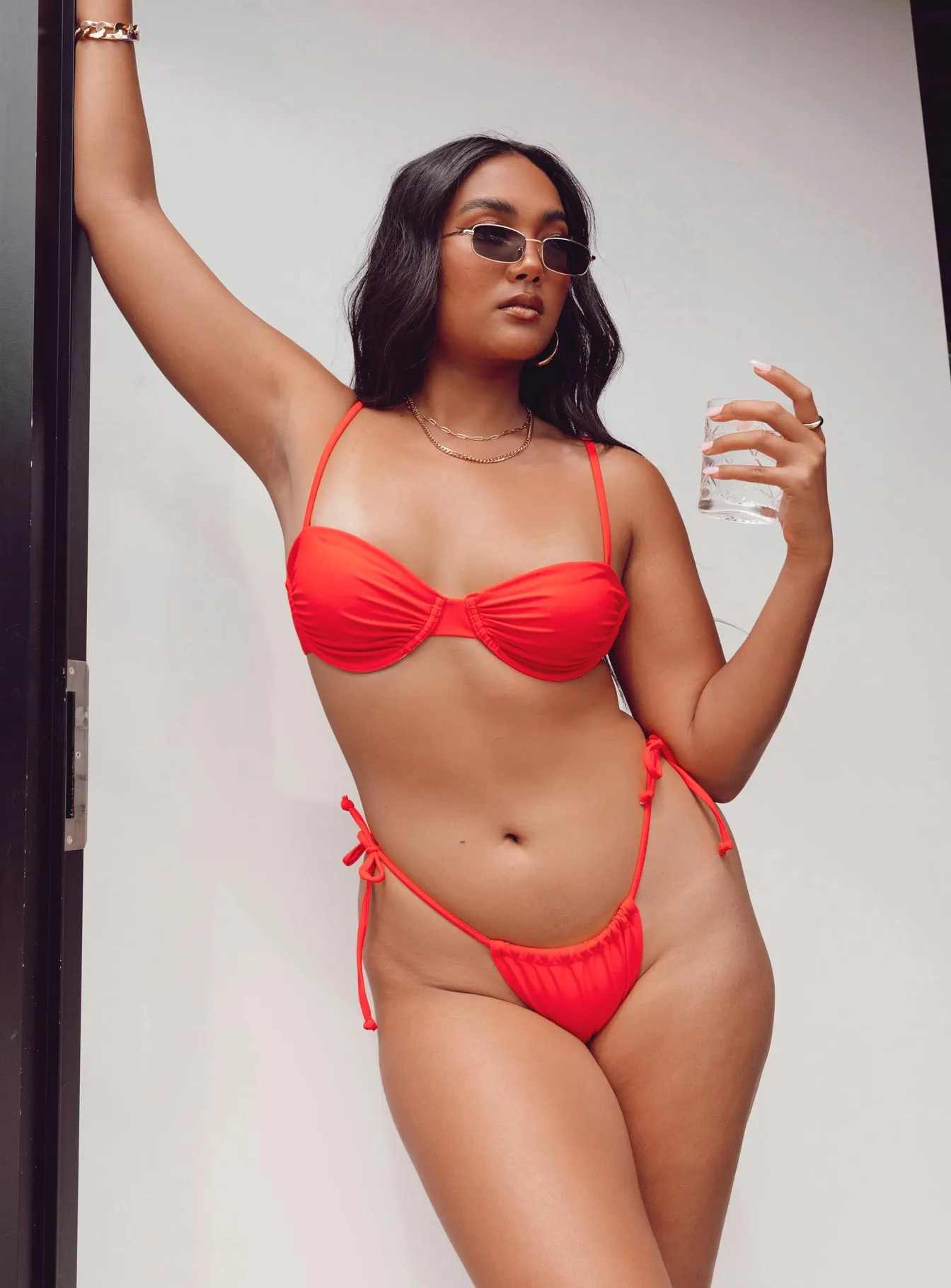 Mesh Lining Juliet Bikini Top Red