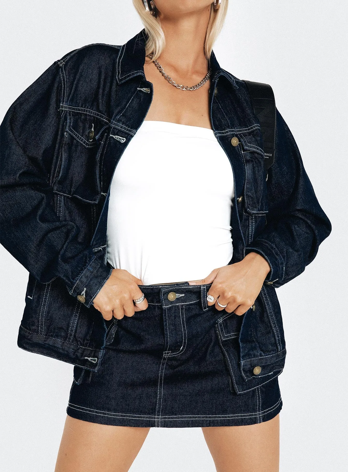 Junie Denim Mini Skirt Indigo Weekend Ready Cool Details