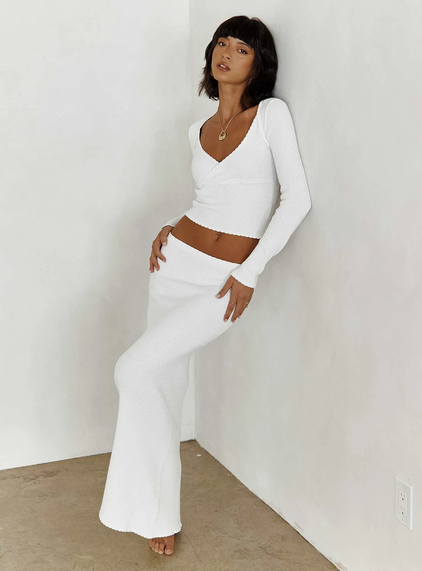 Just Like That Maxi Skirt White Maximalist look Two Tone Trim