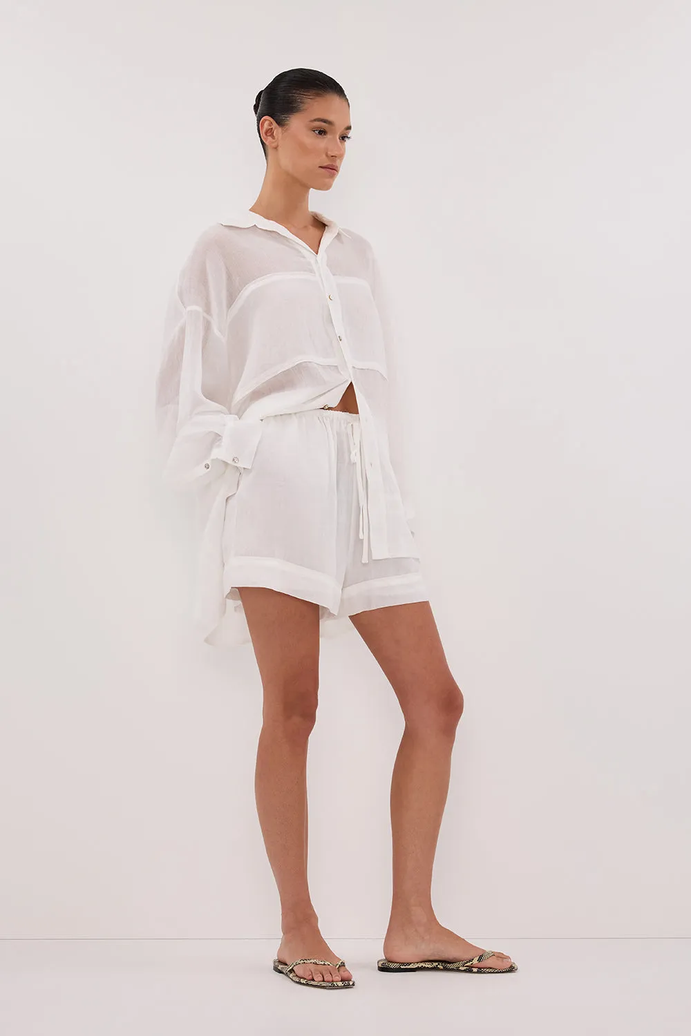 Laser Cut Edges KAI WHITE RAMIE SHORT