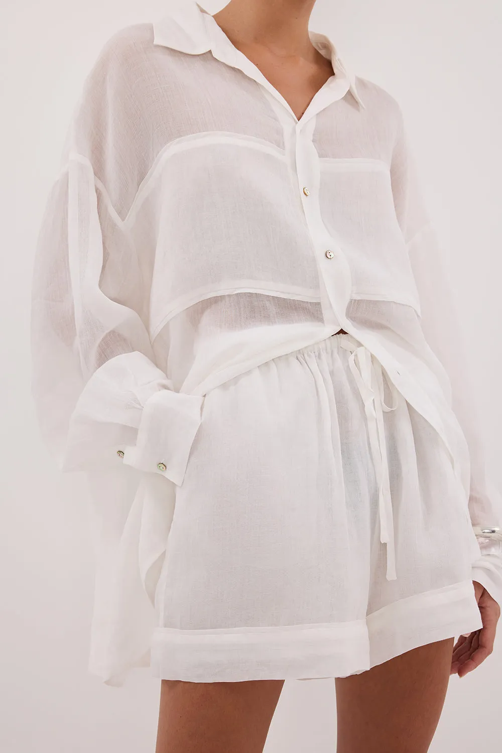 KAI WHITE RAMIE SHORT Stretchy Hemline jumpsuit