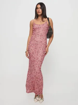 Open-back Kastin Maxi Dress Pink Floral