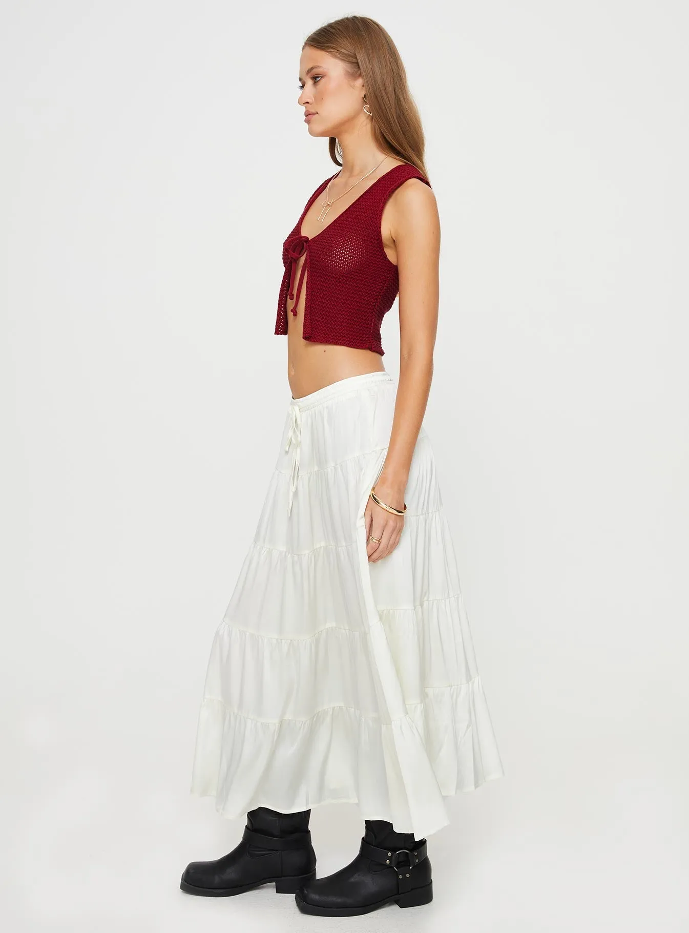 Keira Tiered Maxi Skirt Porcelain Airy Look Gentle Wear