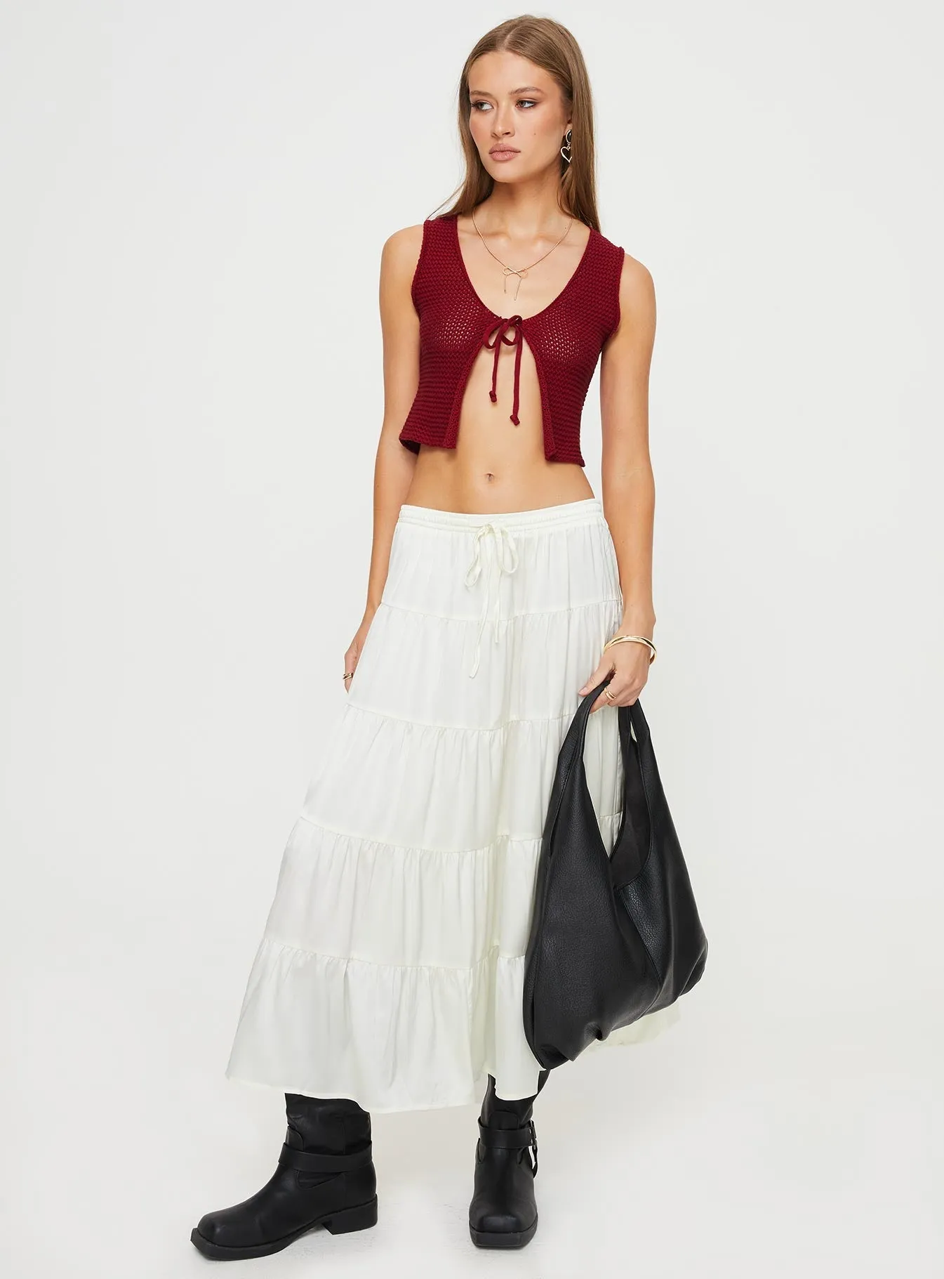 Keira Tiered Maxi Skirt Porcelain Contemporary Brand