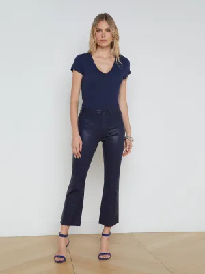 LowProfileTopstitching Soft Structure Kendra Coated Cropped Flare Jean