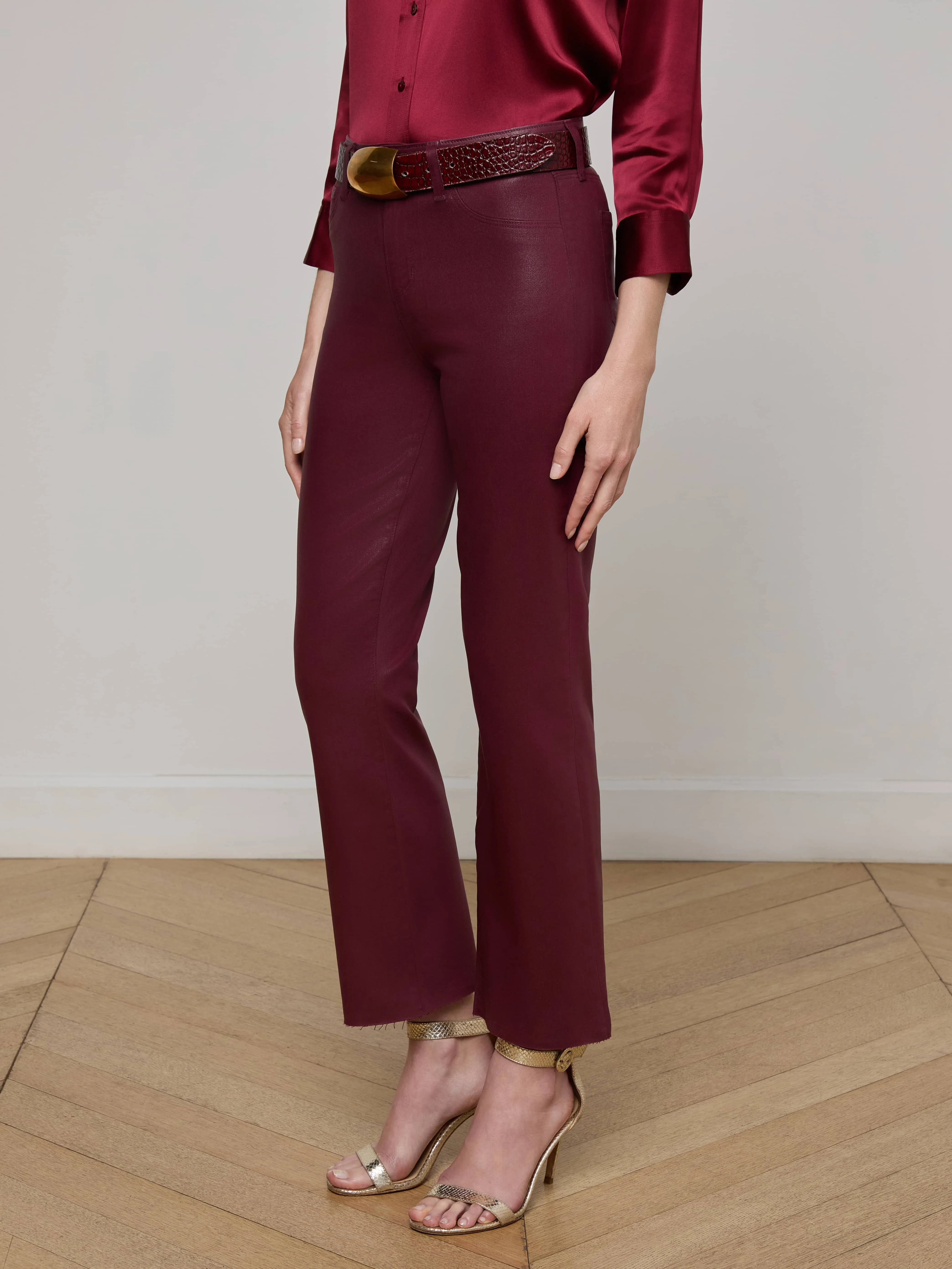 Perfect Comfort Fit Kendra Coated Cropped Flare Jean