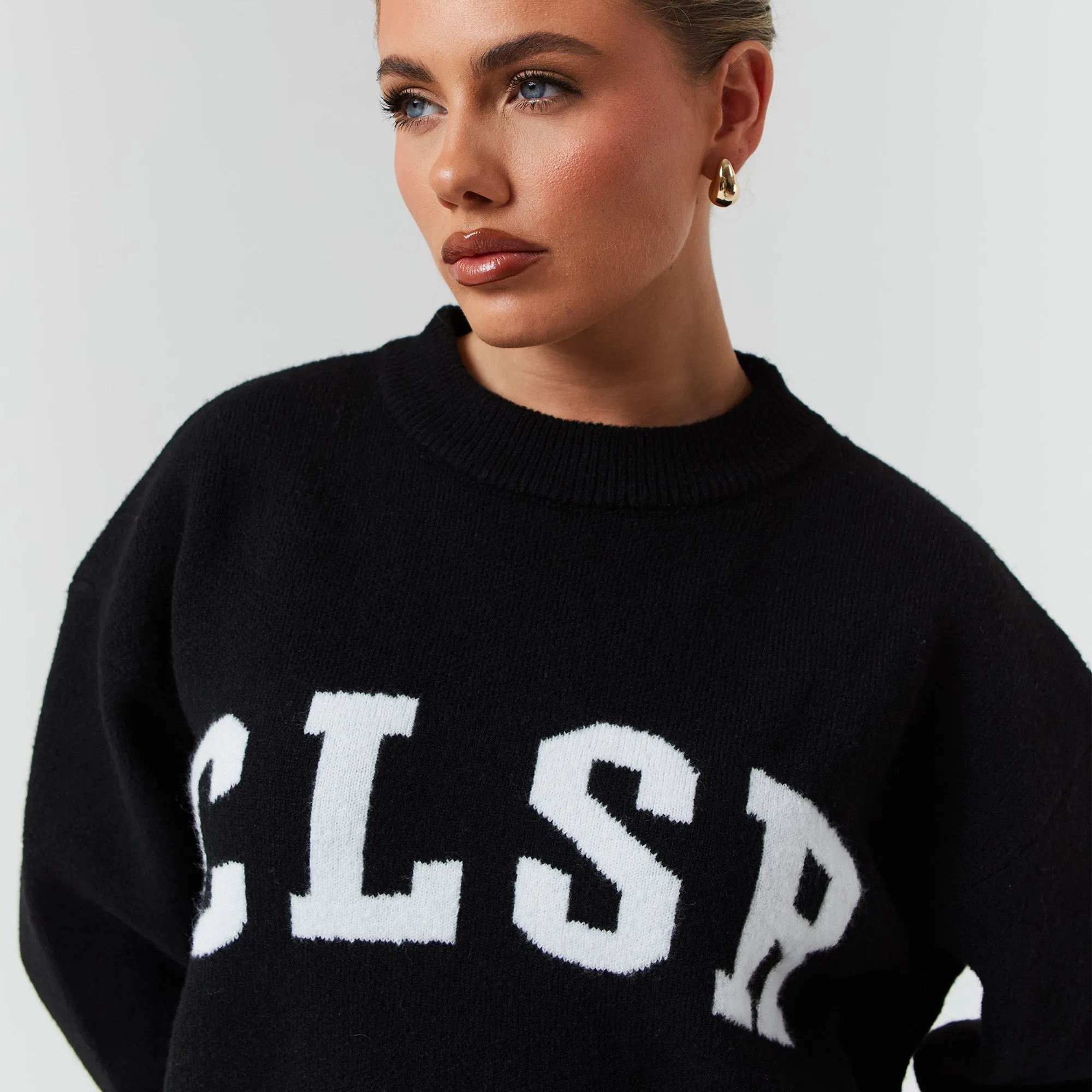 Knit Crewneck | Black Soft Socks Hero Mode