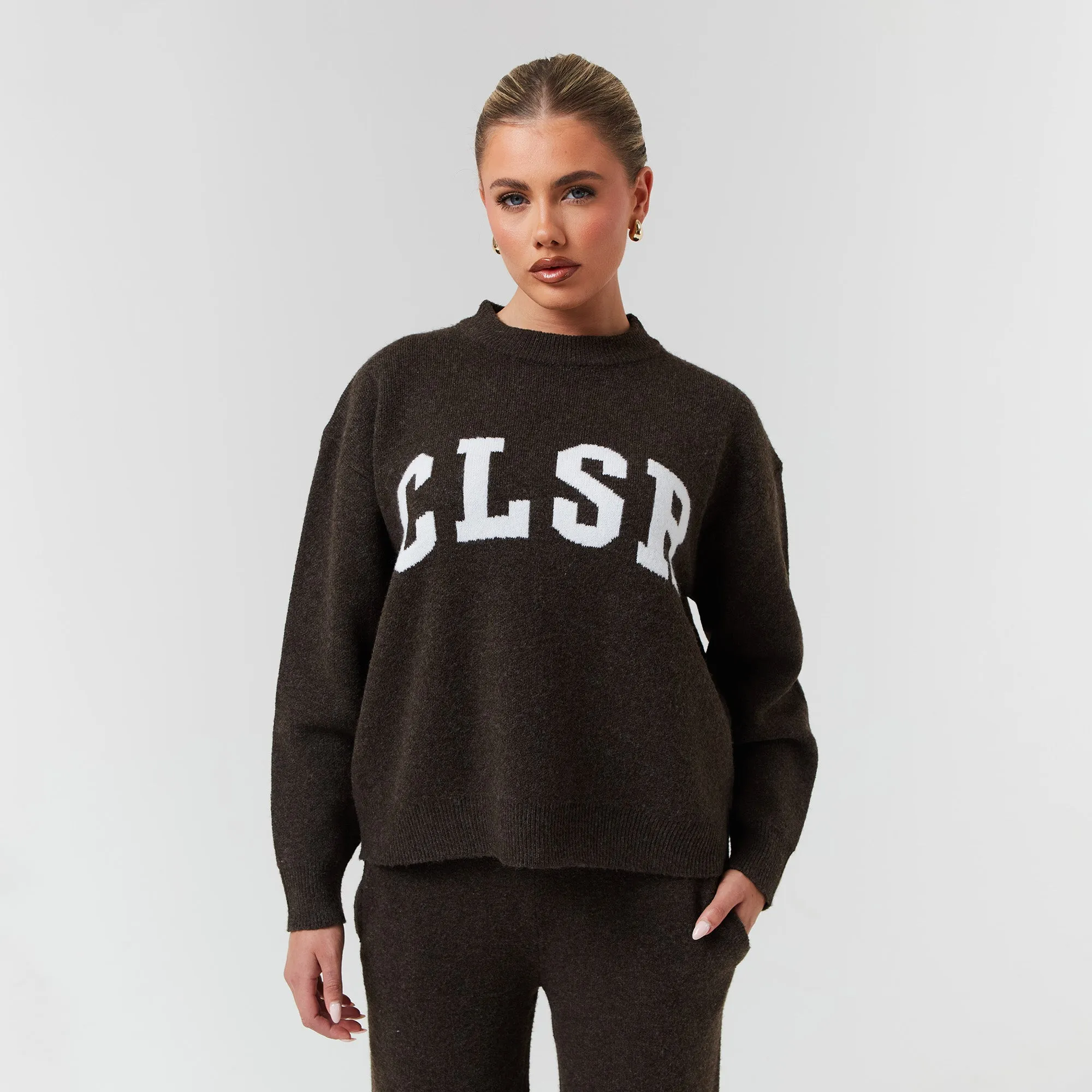 Knit Crewneck | Brown Marl AdjustableCuffs Epic Glow