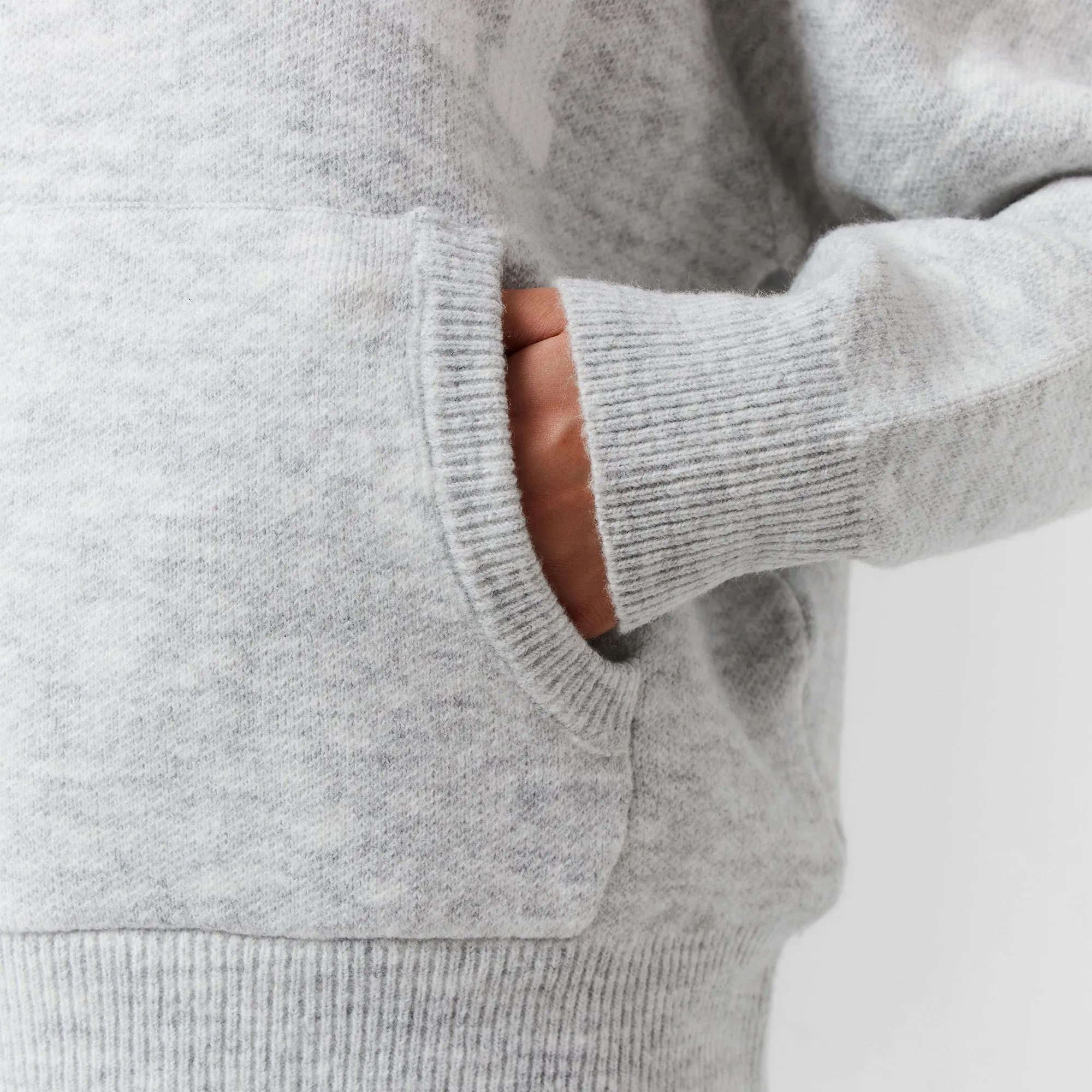 Casual Bottoms Knit Hoodie | Light Grey Marl