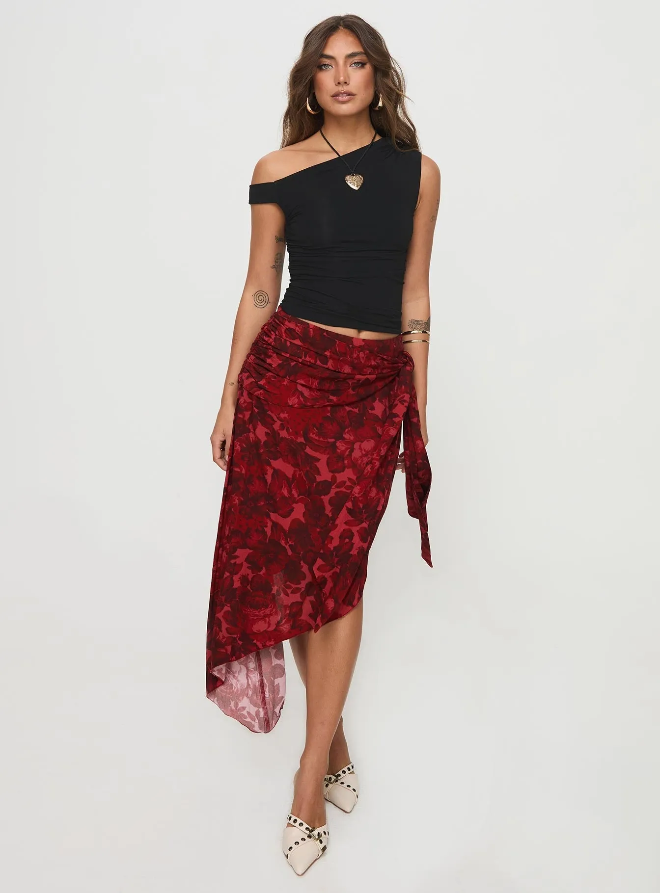 Kokoro Midi Skirt Pink Floral Fashion Collab