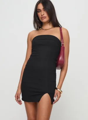 Multi Season Zip Ease Dartel Strapless Mini Dress Black