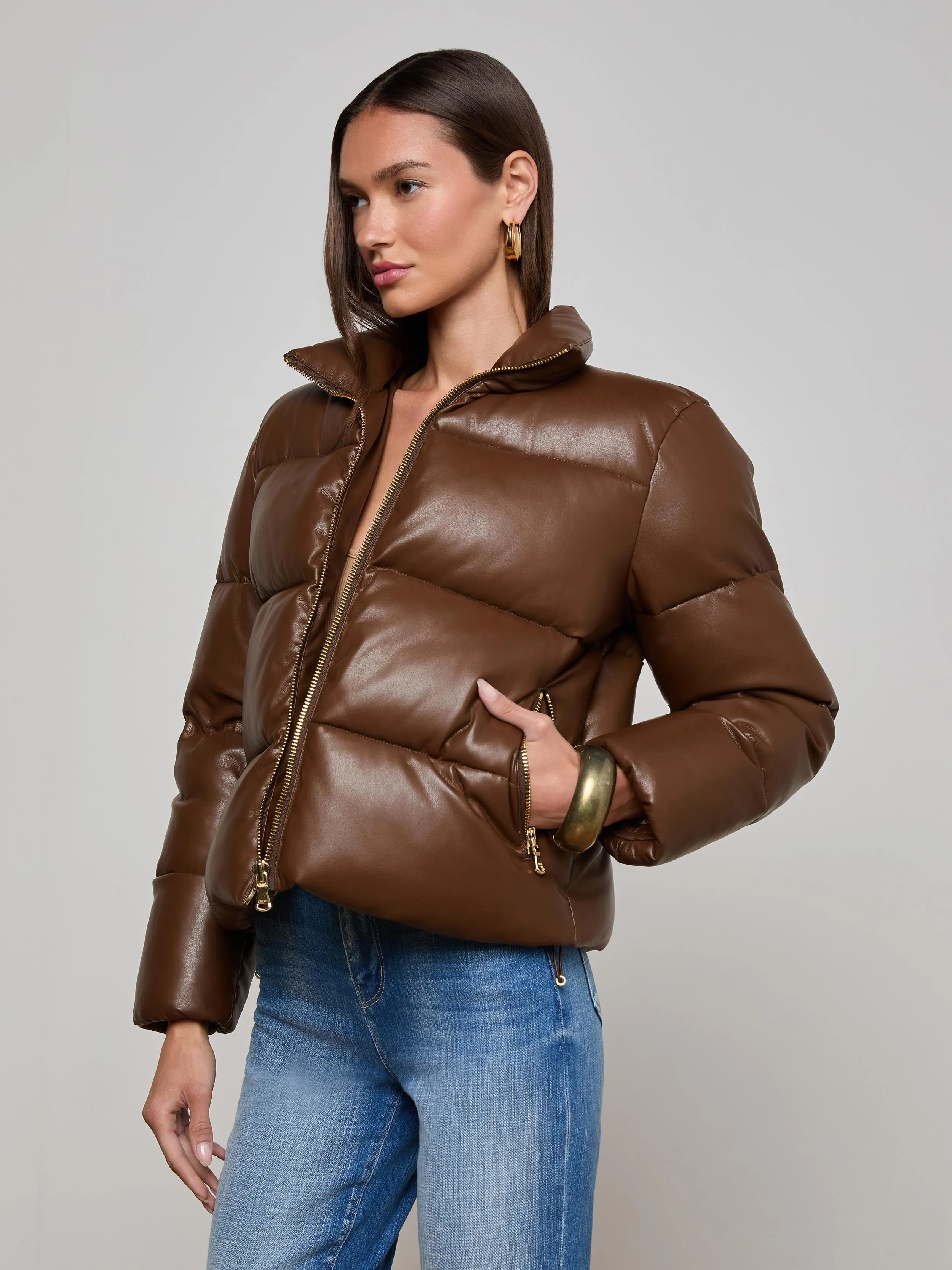 ReversibleStyle Larsen Vegan Leather Puffer Jacket