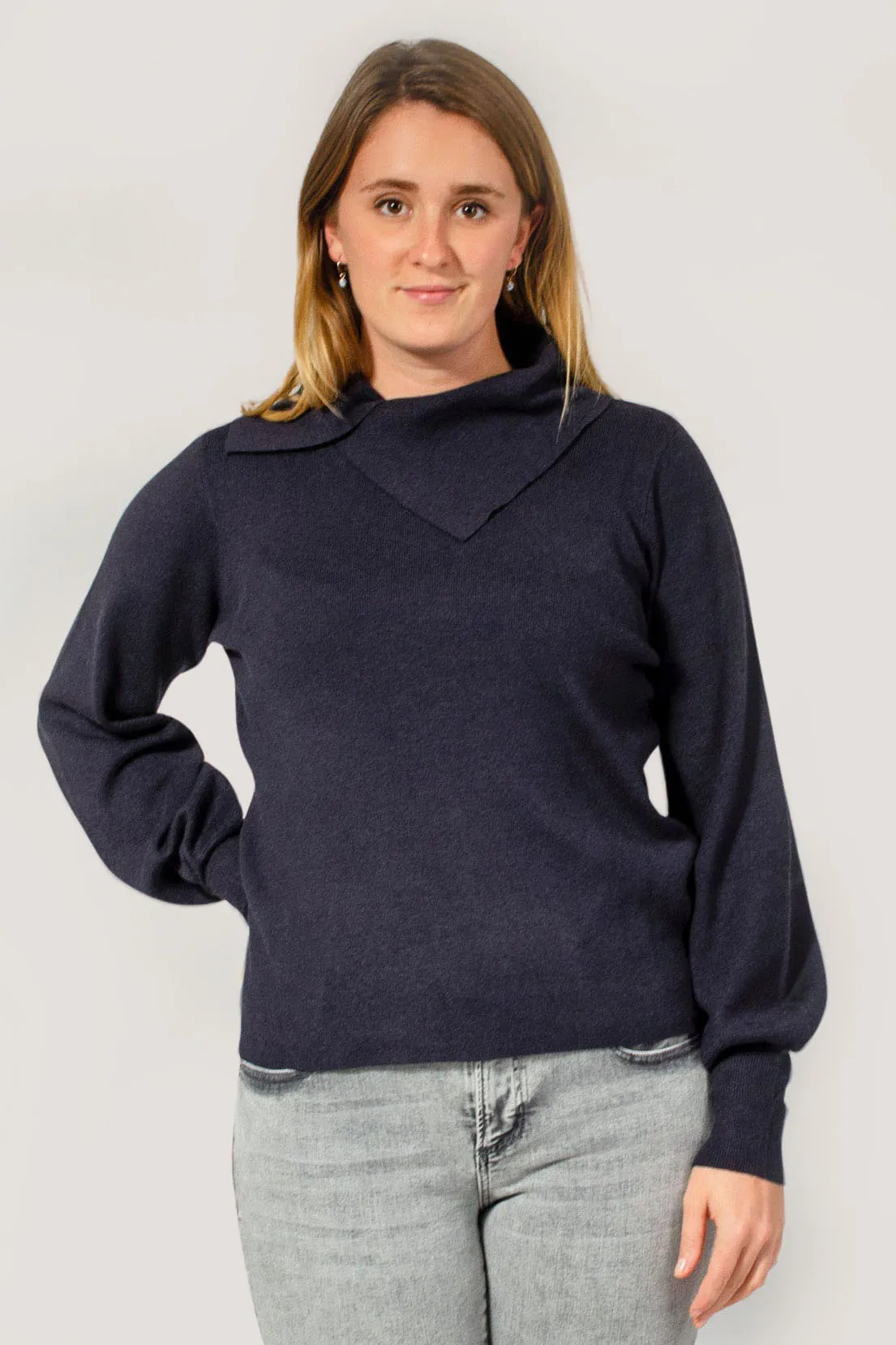 Classic Warmth Layer Collar Puff Sleeve Jumper