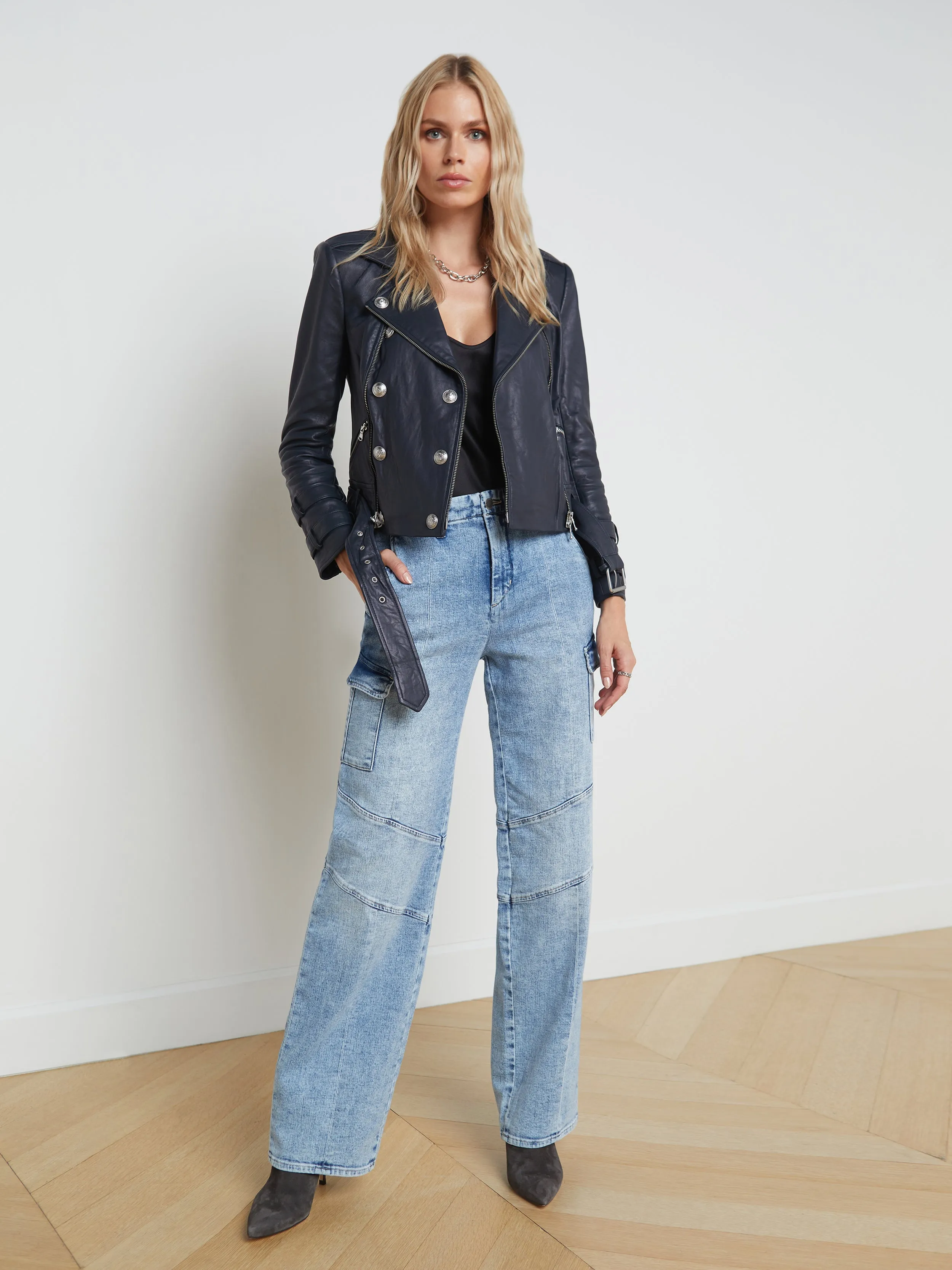 Anti Pill Technology Ergonomic Mobility Cut Billie Belted Leather Jacket