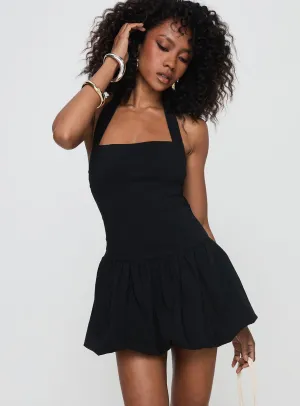 Stylish Line Gigli Bubble Hem Mini Dress Black