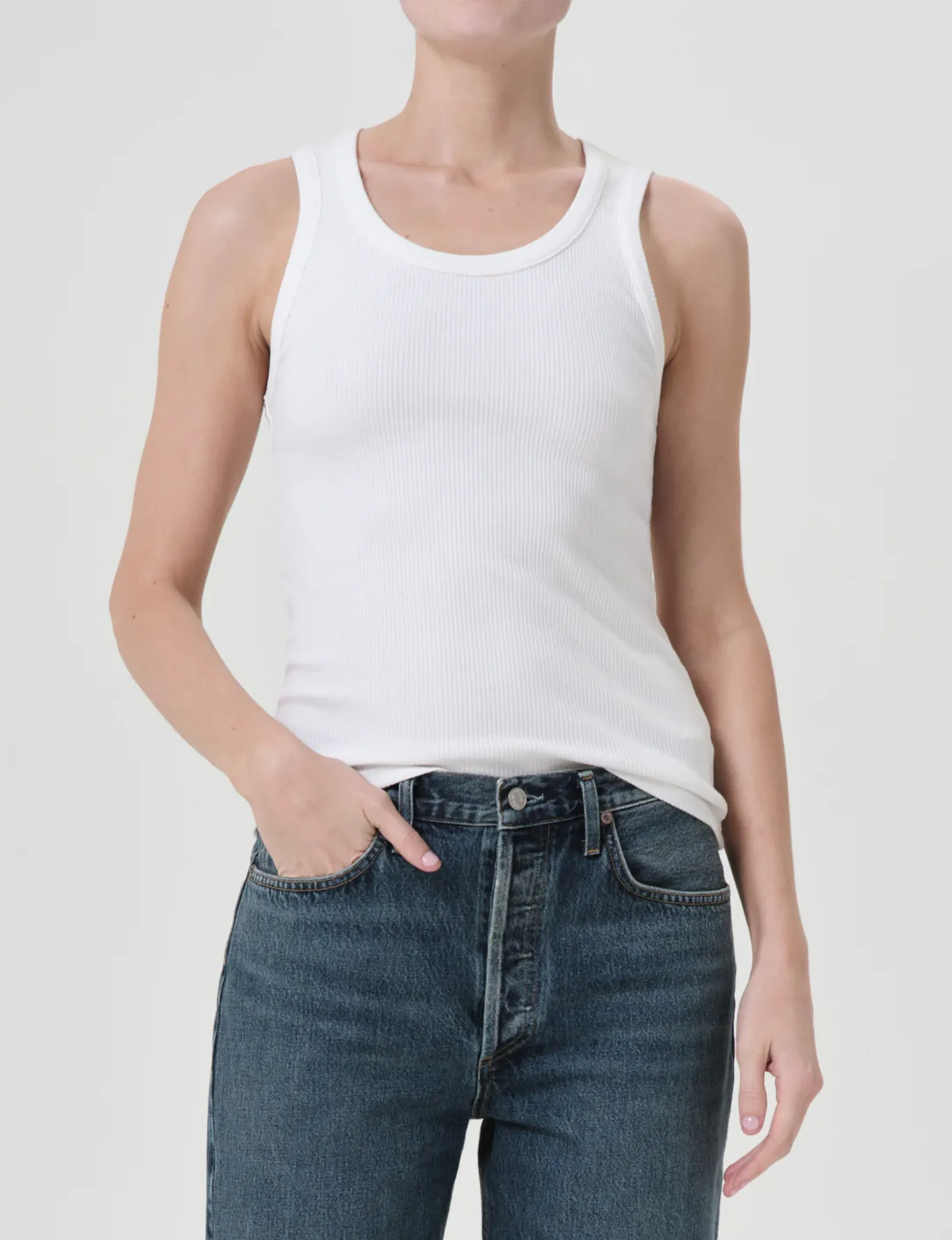 Poppy Scoop Neck Tank, White Casual Must-Have Quality Layer