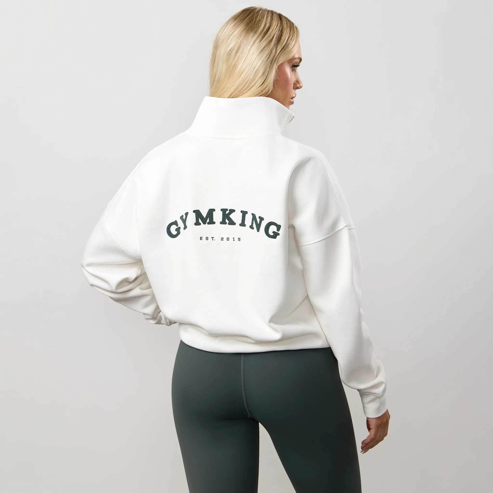 Gym King Compose Fleece 1/4 Zip Funnel - Cream Corduroy