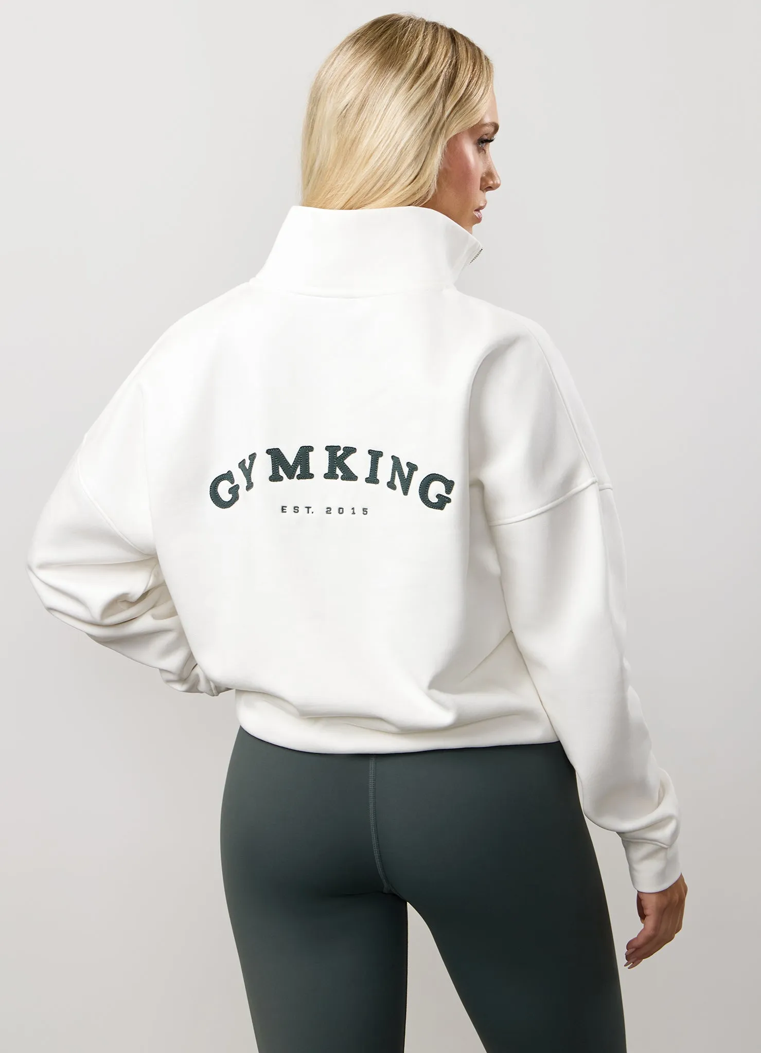 fuzzy texture Gym King Compose Fleece 1/4 Zip Funnel - Cream