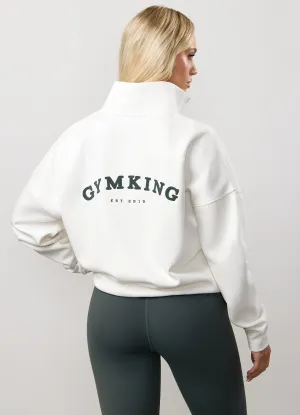 fuzzy texture Gym King Compose Fleece 1/4 Zip Funnel - Cream